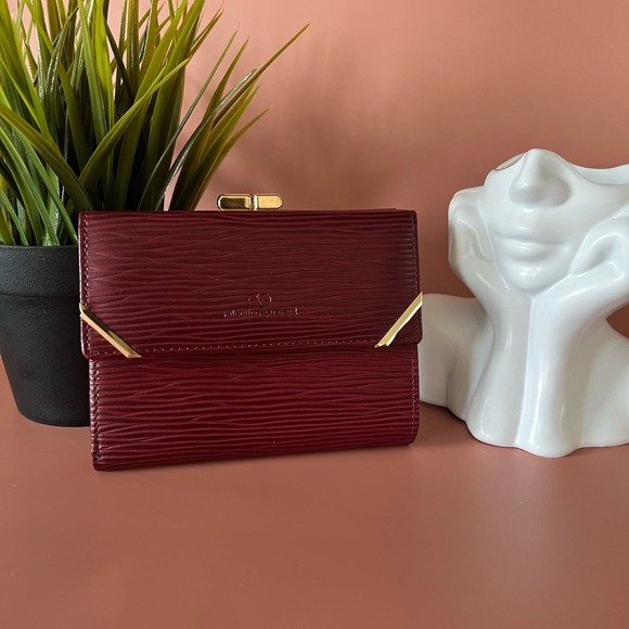 Valentino Handbags - VALENTINO Bordeaux Red Leather Wallet EUC